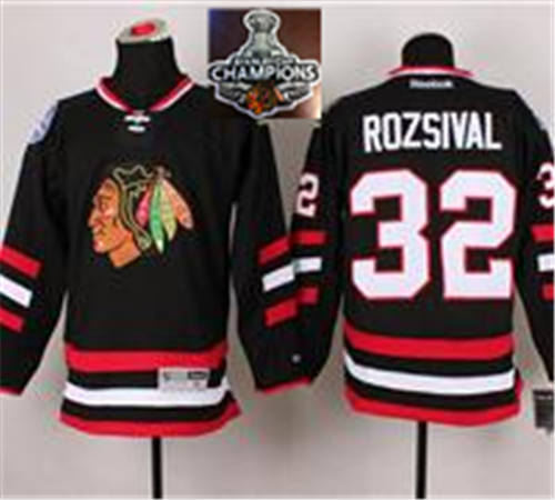 Chicago Blackhawks 32 Michal Rozsival Black 2014 Stadium Series 2015 Stanley Cup Champions NHL Jersey