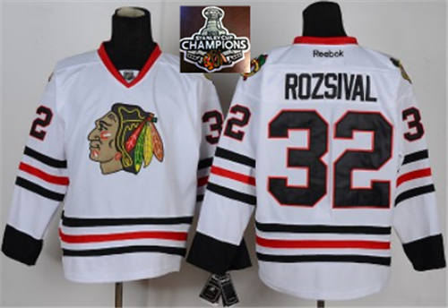 Chicago Blackhawks 32 Rozsival white 2015 Stanley Cup Champions NHL Jersey