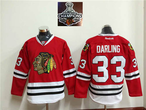 Chicago Blackhawks 33 Darling Red 2015 Stanley Cup Champions NHL Jersey
