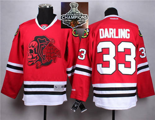 Chicago Blackhawks 33 Darling Red(Red Skull) 2014 Stadium Series 2015 Stanley Cup Champions NHL Jersey