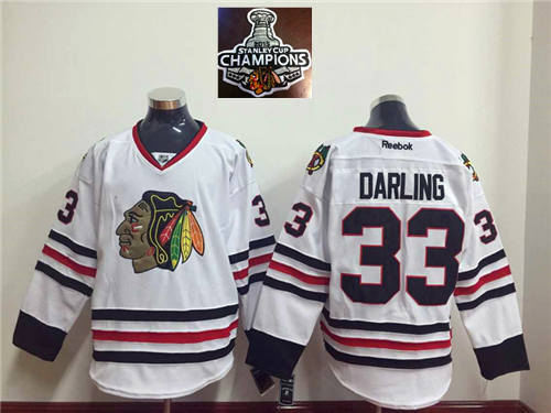 Chicago Blackhawks 33 Darling White 2015 Stanley Cup Champions NHL Jersey