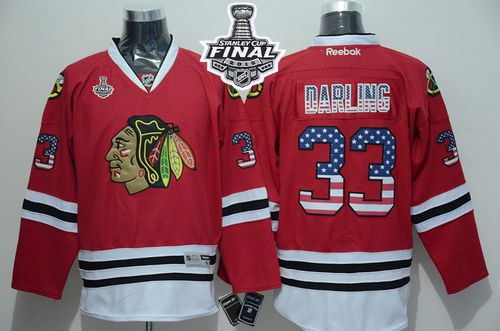 Chicago Blackhawks 33 Scott Darling Red USA Flag Fashion 2015 Stanley Cup NHL Jersey