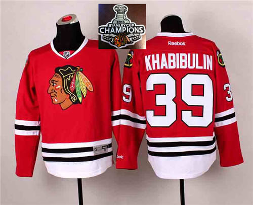 Chicago Blackhawks 39 Nikolai Khabibulin Red 2014 Stadium Series 2015 Stanley Cup Champions NHL Jersey