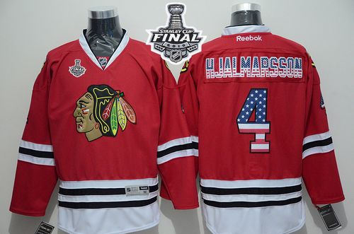 Chicago Blackhawks 4 Niklas Hjalmarsson Red USA Flag Fashion 2015 Stanley Cup NHL jerseys