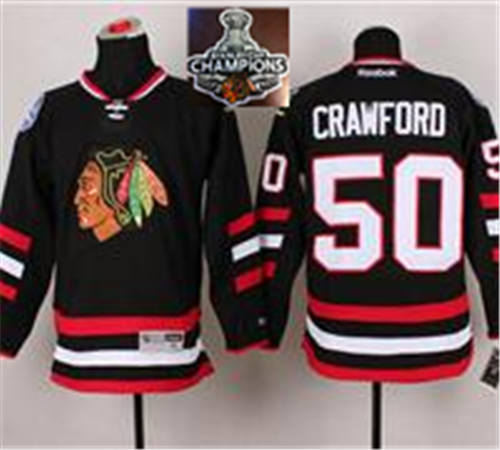 Chicago Blackhawks 50 Corey Crawford Black 2014 Stadium Series 2015 Stanley Cup Champions NHL Jersey