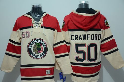 Chicago Blackhawks 50 Corey Crawford Gream Sawyer Hooded Sweatshirt NHL Jersey