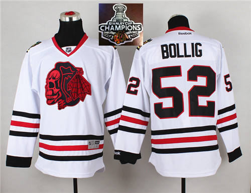 Chicago Blackhawks 52 Brandon BOLLIG White(Red Skull) 2014 Stadium Series 2015 Stanley Cup Champions NHL Jersey