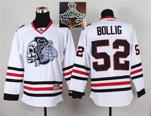 Chicago Blackhawks 52 Brandon BOLLIG White(White Skull) 2014 Stadium Series 2015 Stanley Cup Champions NHL Jersey