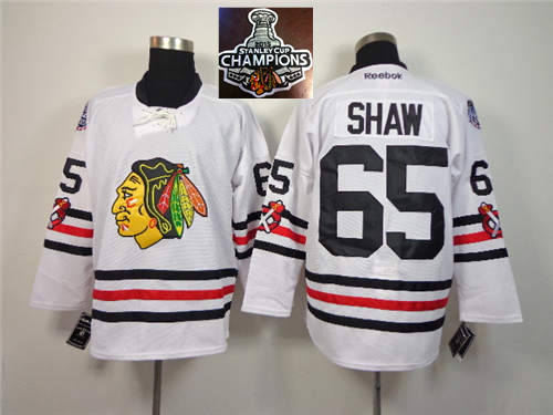 Chicago Blackhawks 65 Andrew Shaw 2015 Winter Classic White 2015 Stanley Cup Champions NHL Jersey