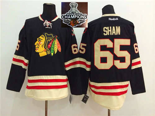 Chicago Blackhawks 65 Andrew Shaw 2015 Winter Classic black 2015 Stanley Cup Champions NHL Jersey