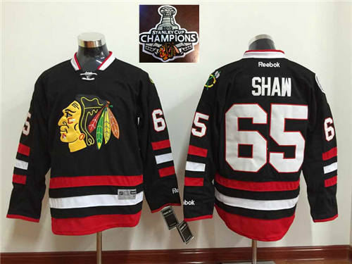 Chicago Blackhawks 65 Andrew Shaw Black 2015 Stanley Cup Champions NHL Jersey