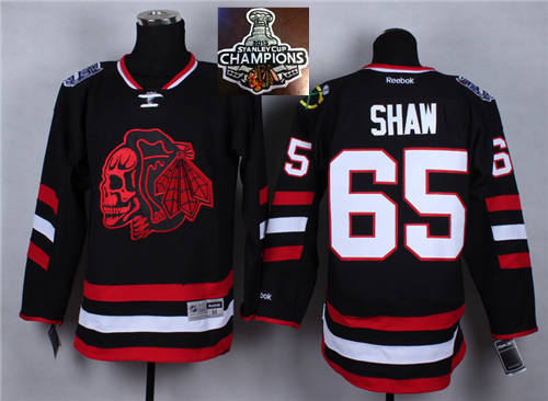 Chicago Blackhawks 65 Andrew Shaw Black(red Skull) 2014 Stadium Series 2015 Stanley Cup Champions NHL Jersey