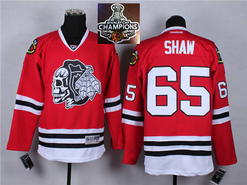Chicago Blackhawks 65 Andrew Shaw Red(White Skull) 2014 Stadium Series 2015 Stanley Cup Champions NHL Jersey