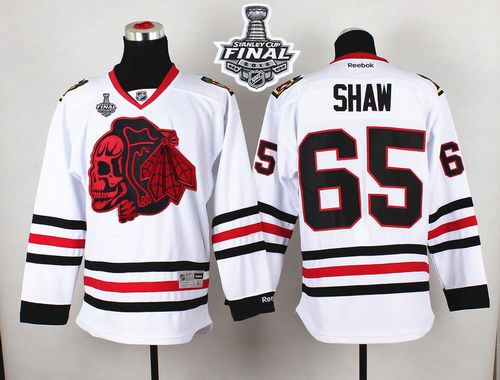 Chicago Blackhawks 65 Andrew Shaw White(Red Skull) 2015 Stanley Cup NHL Jersey