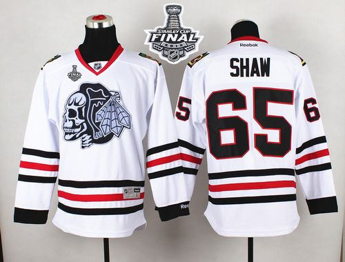 Chicago Blackhawks 65 Andrew Shaw White(White Skull) 2015 Stanley Cup NHL jersey