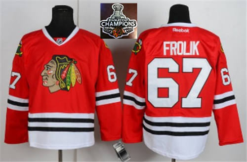 Chicago Blackhawks 67 Frolik Red 2015 Stanley Cup Champions NHL Jersey