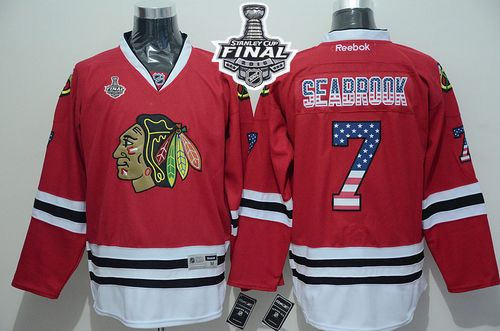 Chicago Blackhawks 7 Brent Seabrook Red USA Flag Fashion 2015 Stanley Cup NHL Jersey