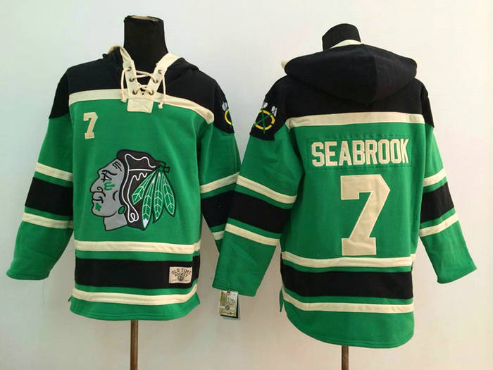 Chicago Blackhawks 7 Brent Seabrook green NHL Hockey hoddies