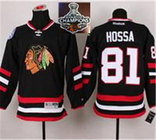 Chicago Blackhawks 81 Marian Hossa Black 2014 Stadium Series 2015 Stanley Cup Champions NHL Jersey