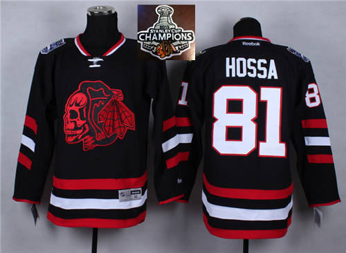 Chicago Blackhawks 81 Marian Hossa Black(Red Skull) 2014 Stadium Series 2015 Stanley Cup Champions NHL Jersey