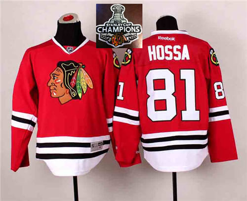 Chicago Blackhawks 81 Marian Hossa Red 2014 Stadium Series 2015 Stanley Cup Champions NHL Jersey