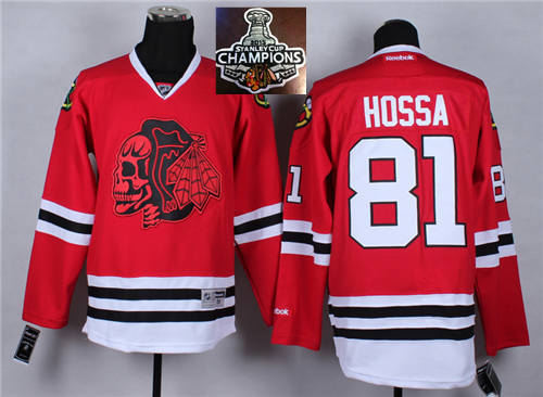 Chicago Blackhawks 81 Marian Hossa Red(Red Skull) 2014 Stadium Series 2015 Stanley Cup Champions NHL Jersey