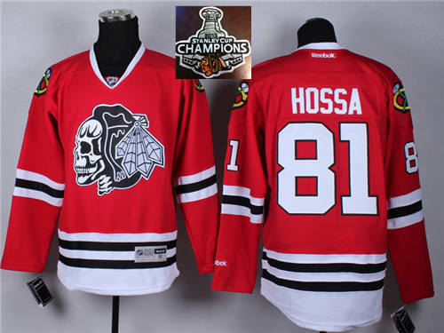 Chicago Blackhawks 81 Marian Hossa Red(White Skull) 2014 Stadium Series 2015 Stanley Cup Champions NHL Jersey