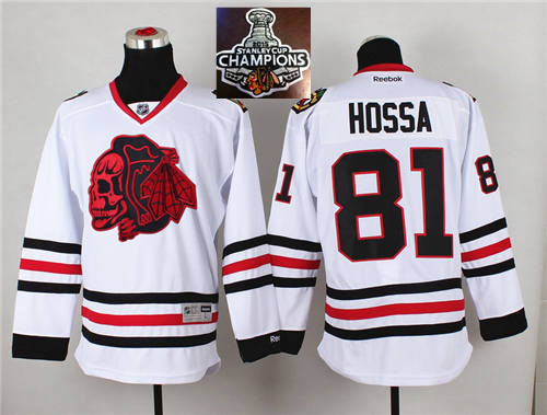 Chicago Blackhawks 81 Marian Hossa White(Red Skull) 2014 Stadium Series 2015 Stanley Cup Champions NHL Jersey