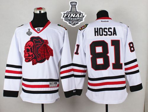 Chicago Blackhawks 81 Marian Hossa White(Red Skull) 2015 Stanley Cup NHL jersey