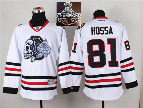 Chicago Blackhawks 81 Marian Hossa White(White Skull) 2014 Stadium Series 2015 Stanley Cup Champions NHL Jersey