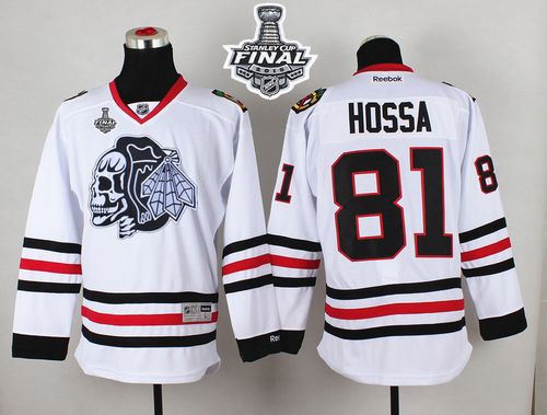Chicago Blackhawks 81 Marian Hossa White(White Skull) 2015 Stanley Cup NHL jersey