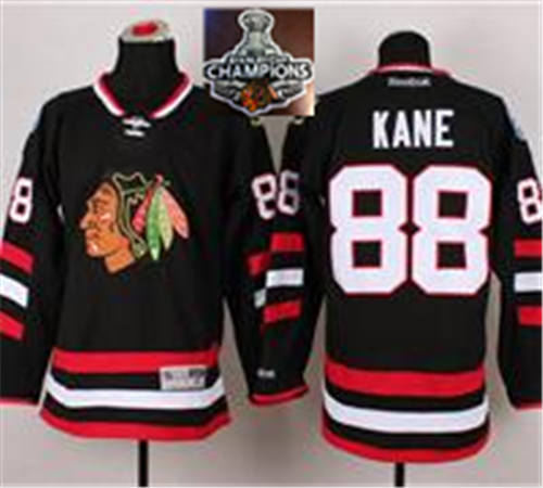 Chicago Blackhawks 88 Patrick Kane Black 2014 Stadium Series 2015 Stanley Cup Champions NHL Jersey