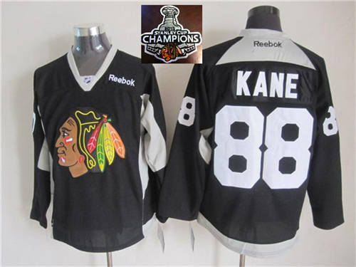 Chicago Blackhawks 88 Patrick Kane Black Practice 2015 Stanley Cup Champions NHL Jersey