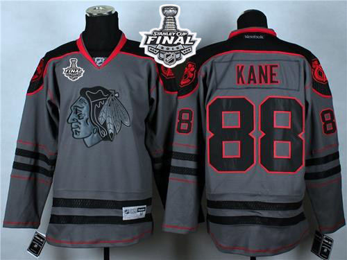 Chicago Blackhawks 88 Patrick Kane Charcoal Cross Check Fashion 2015 Stanley Cup NHL jersey