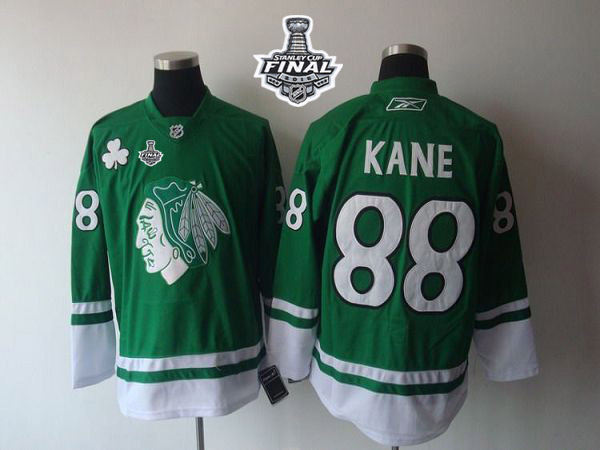 Chicago Blackhawks 88 Patrick Kane Green St. Patty-s Day 2015 Stanley Cup NHL jersey