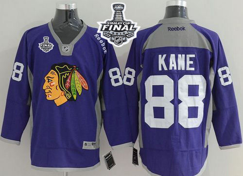 Chicago Blackhawks 88 Patrick Kane Purple Practice 2015 Stanley Cup NHL Jersey