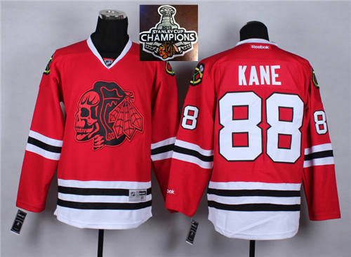 Chicago Blackhawks 88 Patrick Kane Red(Red Skull) 2014 Stadium Series 2015 Stanley Cup Champions NHL Jersey