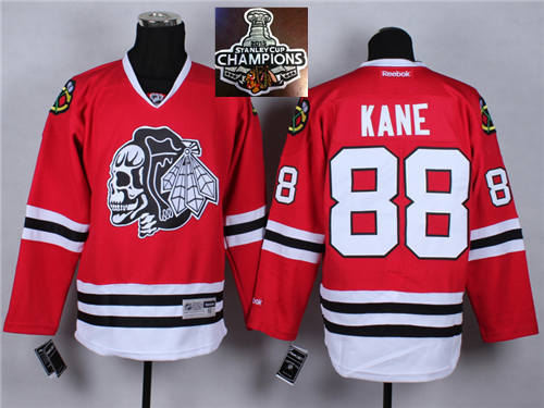 Chicago Blackhawks 88 Patrick Kane Red(White Skull) 2014 Stadium Series 2015 Stanley Cup Champions NHL Jersey