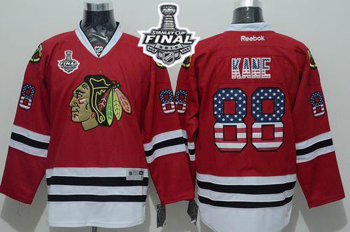 Chicago Blackhawks 88 Patrick Kane Red USA Flag Fashion 2015 Stanley Cup NHL jersey