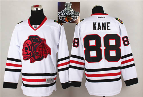 Chicago Blackhawks 88 Patrick Kane White(Red Skull) 2014 Stadium Series 2015 Stanley Cup Champions NHL Jersey