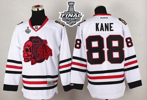 Chicago Blackhawks 88 Patrick Kane White(Red Skull) 2015 Stanley Cup NHL Jersey