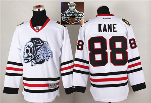 Chicago Blackhawks 88 Patrick Kane White(White Skull) 2014 Stadium Series 2015 Stanley Cup Champions NHL Jersey