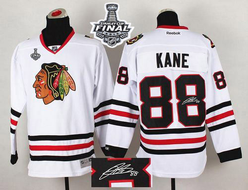 Chicago Blackhawks 88 Patrick Kane White Autographed 2015 Stanley Cup NHL jersey