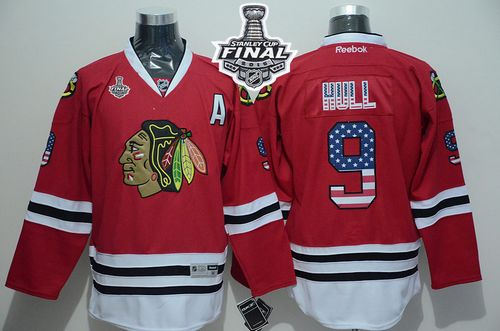 Chicago Blackhawks 9 Bobby Hull Red USA Flag Fashion 2015 Stanley Cup NHL Jersey