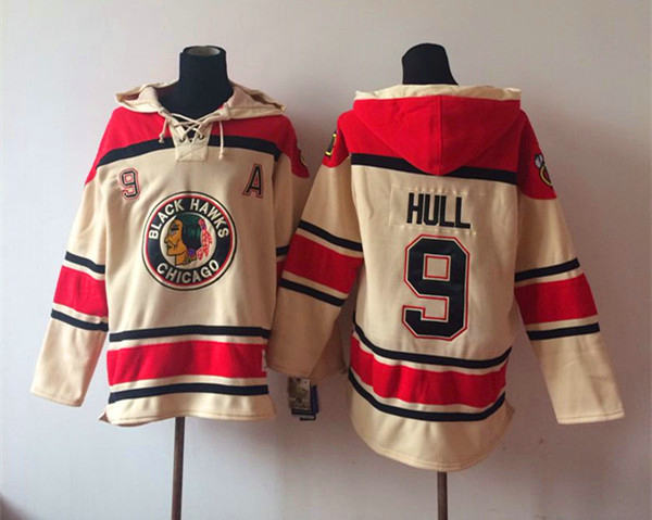 Chicago Blackhawks 9 Bobby Hull cream NHL hockey hoddies