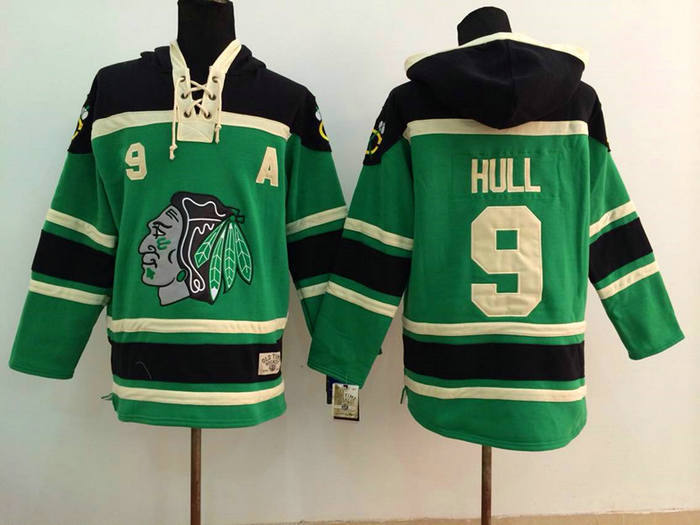 Chicago Blackhawks 9 Bobby Hull green NHL Hockey hoddies