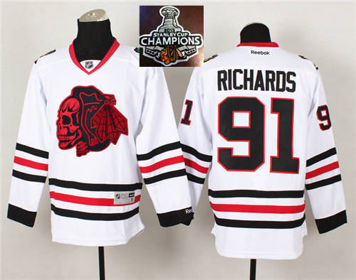 Chicago Blackhawks 91 Brad Richards White(Red Skull) 2014 Stadium Series 2015 Stanley Cup Champions NHL Jersey