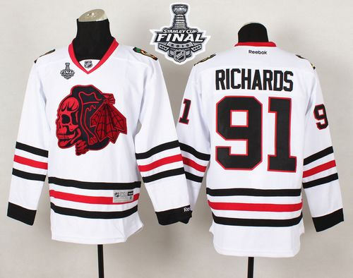 Chicago Blackhawks 91 Brad Richards White(Red Skull) 2015 Stanley Cup NHL jersey