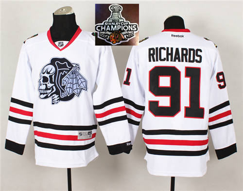Chicago Blackhawks 91 Brad Richards White(White Skull) 2014 Stadium Series 2015 Stanley Cup Champions NHL Jersey