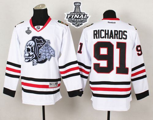 Chicago Blackhawks 91 Brad Richards White(White Skull) 2015 Stanley Cup NHL jersey